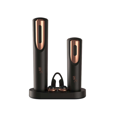 BH/9134, Juego de abridor de vino eléctrico 6 en 1, negro, oro rosa, abridor de vino, eléctrico/a batería, utensilio de cocina, juego de abridor de vino eléctrico
