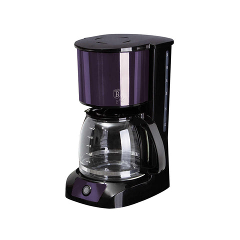 Product image of Electric coffee maker. Part of the Purple Eclipse Collection . Features: • Material: plastic and stainless steel • Power: 800 W • 220-240V 50-60 Hz • Capacity: 1,5L • Color: purple. (Studio view). Official Berlinger Haus product, boosted by Promintra sl.