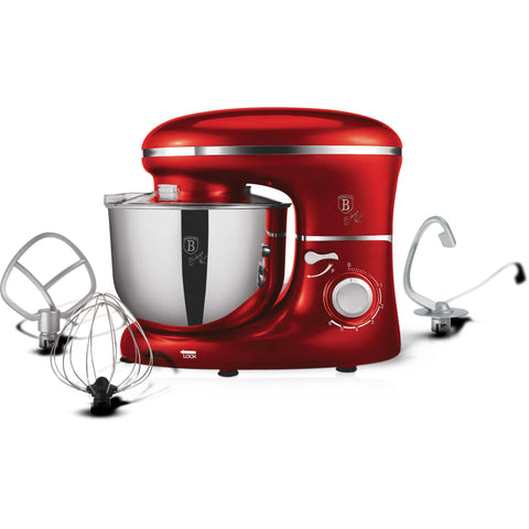 Imatge del producte de robot de cuina. Part de la Metallic Line Burgundy Edition. Característiques: • Material: plàstic i acer inoxidable • 1300 W, 220-240V, 50/60 Hz • Inclou: • Bol d'acer inoxidable 18/10 de 6L • Ganxo per a massa antiadherent • Antiadherent... (Vista d'estudi). Producte oficial de Berlinger, impulsat per Promintra sl.