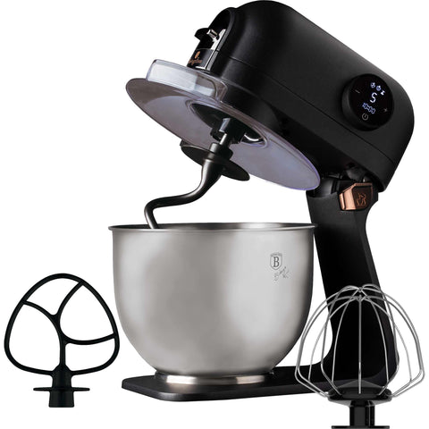 Product image of Kitchen machine. Part of the Black Rose Collection . Features: • Material: cast aluminium body and stainless steel • 1200 W, 220-240V, 50/60Hz • Include: • 18/10 stainless steel bowl 5L • Cast aluminium non-sti.... (Studio view). Official Berlinger Haus product, boosted by Promintra sl.