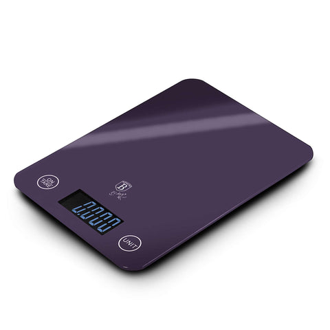 BH/9364, Bàscula de cuina digital de vidre amb capacitat de 5 kg, color morat, bàscula de cuina a., elèctrica/bateria, bàscula de cuina digital, bàscula
