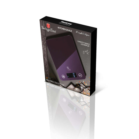 BH/9364, Bàscula de cuina digital de vidre amb capacitat de 5 kg, color morat, bàscula de cuina a., elèctrica/bateria, bàscula de cuina digital, bàscula