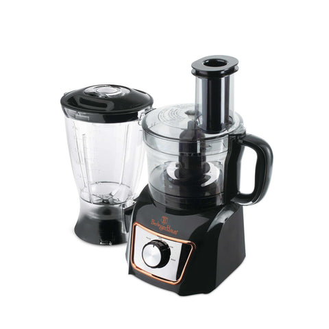Product image of 8in1 food processor. Part of the Black Rose Collection . Features: • Material: stainless steel, plastic • Voltage: 220-240V 50-60Hz • Power: 500W • Included: • Stainless steel chopper blade • 2-side stainless steel.... (Studio view). Official Berlinger Haus product, boosted by Promintra sl.