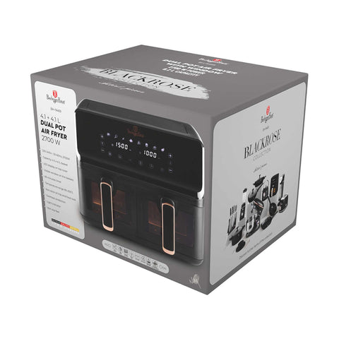 BH/9469, Freidora de aire de doble cesta 4,1L + 4,1L con ventanas visibles, Negro, Oro rosa, freidora de aire doble, eléctrica, freidora de aire digital, freidora de aire, aceite, freidora sin aceite, freidora de aire de doble cesta, freidora de aire con ventana, Electrodomésticos de cocina, Freidora de aire