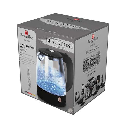 BH/9505, Hervidor eléctrico de vidrio, Negro, Oro rosa, Hervidor eléctrico b., Eléctrico, Electrodomésticos de cocina, Hervidor