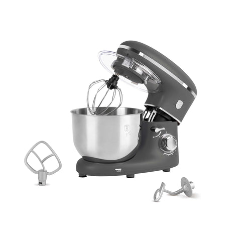 Product image of Kitchen machine. Part of the Anthracite Collection . Features: • Material: stainless steel, plastic • 1300 W, 220-240V, 50/60 Hz • Include: • 18/10 stainless steel bowl 6L • Non-stick dough hook • Non-stick bea.... (Studio view). Official Berlinger Haus product, boosted by Promintra sl.