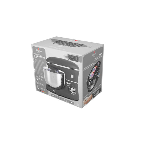 Product image of Kitchen machine. Part of the Anthracite Collection . Features: • Material: stainless steel, plastic • 1300 W, 220-240V, 50/60 Hz • Include: • 18/10 stainless steel bowl 6L • Non-stick dough hook • Non-stick bea.... (Studio view). Official Berlinger Haus product, boosted by Promintra sl.