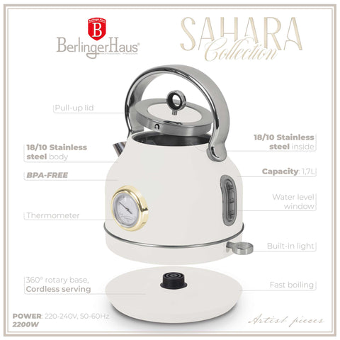 BH/9515, Hervidor eléctrico con termómetro, Crema mate, Hervidor eléctrico k., Eléctrico, Electrodomésticos de cocina, Hervidor