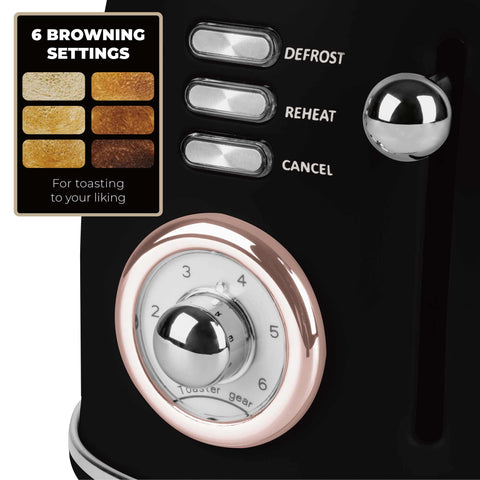 BH/9517, Tostadora, Negra, Oro Rosa, Tostadora B., Eléctrica, Dos Rebanadas, Electrodomésticos de Cocina