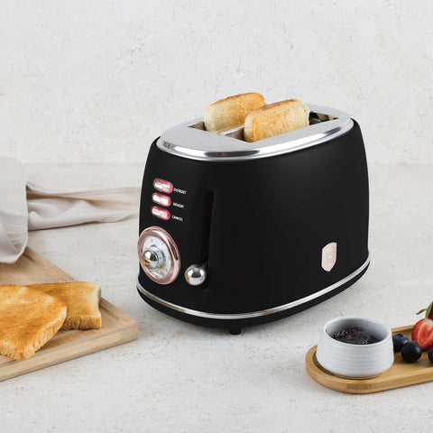 BH/9517, Tostadora, Negra, Oro Rosa, Tostadora B., Eléctrica, Dos Rebanadas, Electrodomésticos de Cocina