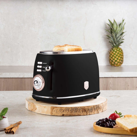 BH/9517, Tostadora, Negra, Oro Rosa, Tostadora B., Eléctrica, Dos Rebanadas, Electrodomésticos de Cocina