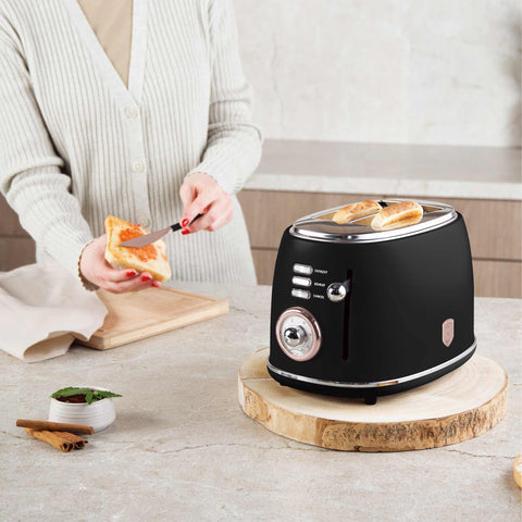 BH/9517, Tostadora, Negra, Oro Rosa, Tostadora B., Eléctrica, Dos Rebanadas, Electrodomésticos de Cocina