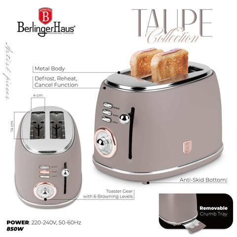 BH/9518, Tostadora, Color Topo Mate, Tostadora B., Eléctrica, Dos Rebanadas, Electrodomésticos de Cocina