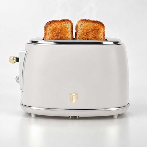 Product image of Toaster. Part of the Sahara Collection . Features: • Material: metal, aluminium • Voltage: 220-240 V, 50/60Hz • Power: 850W • Length of power cord: 80 cm • Color: matt cream. (Studio view). Official Berlinger Haus product, boosted by Promintra sl.