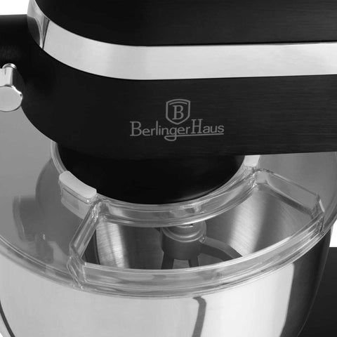 Product image of Kitchen machine. Part of the Black Vantage Collection/Matte Black Collection/Black Silver Collection . Features: • Material: cast aluminium body and stainless steel • 1800 W, 220-240V, 50/60 Hz • Include: • 18/10 stainless steel bowl 7L • Cast aluminium non-st.... (Studio view). Official Berlinger Haus product, boosted by Promintra sl.