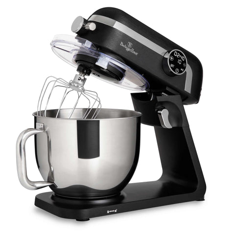 Product image of Kitchen machine. Part of the Black Vantage Collection/Matte Black Collection/Black Silver Collection . Features: • Material: cast aluminium body and stainless steel • 1800 W, 220-240V, 50/60 Hz • Include: • 18/10 stainless steel bowl 7L • Cast aluminium non-st.... (Studio view). Official Berlinger Haus product, boosted by Promintra sl.