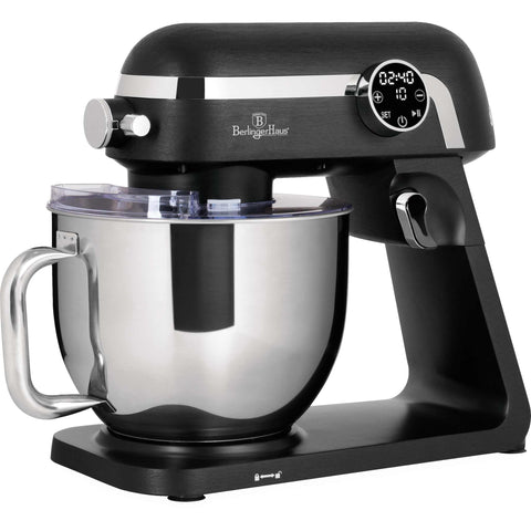 Product image of Kitchen machine. Part of the Black Vantage Collection/Matte Black Collection/Black Silver Collection . Features: • Material: cast aluminium body and stainless steel • 1800 W, 220-240V, 50/60 Hz • Include: • 18/10 stainless steel bowl 7L • Cast aluminium non-st.... (Studio view). Official Berlinger Haus product, boosted by Promintra sl.