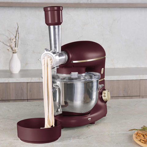 BH/9531, Robot de cocina multifunción 4 en 1, Matt Bordeaux, robot de cocina, multiusos, eléctrico, batidora de pie, robot de cocina, Imagen tipo estilo de vida: detalles y funciones.
