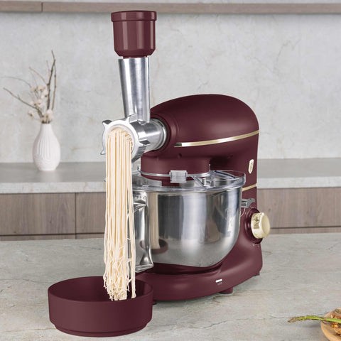 BH/9531, Robot de cocina multifunción 4 en 1, Matt Bordeaux, robot de cocina, multiusos, eléctrico, batidora de pie, robot de cocina, Imagen tipo estilo de vida: detalles y funciones.