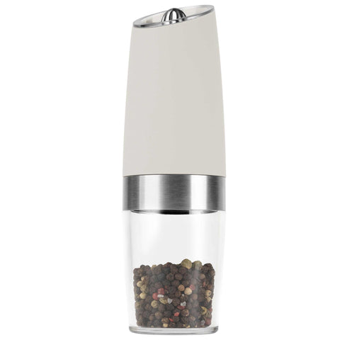 Product image of Gravity pepper and salt mill 2pcs set. Part of the Sahara Collection . Features: • Material: plastic with CERAMIC grinder • Batteries: 6 pcs AAA (not inc.) • WITH LIGHT • Color: matt cream • 2 pcs set. (Conceptual view). Official Berlinger Haus product, boosted by Promintra sl.