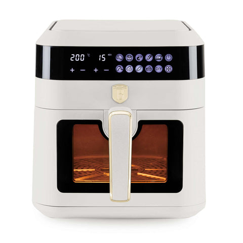 Product image of Air fryer 6,3L visible window. Part of the Sahara Collection . Features: • Power: 220-240V ~ 50Hz 1300W • Temperature control: 80-200℃ • XXL SIZE: Capacity: 6,3L • Non-stick oil tray and food basket - dishwasher safe • D.... (Studio view). Official Berlinger Haus product, boosted by Promintra sl.