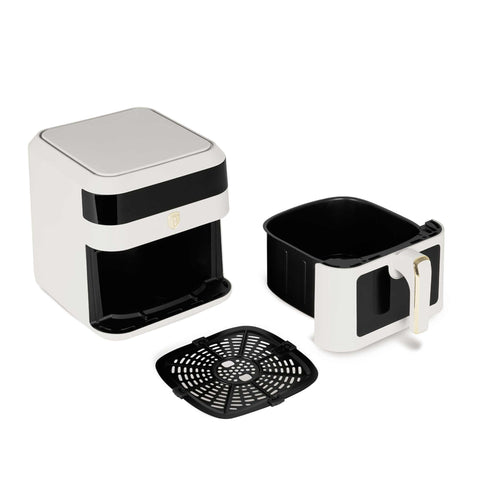Product image of Air fryer 6,3L visible window. Part of the Sahara Collection . Features: • Power: 220-240V ~ 50Hz 1300W • Temperature control: 80-200℃ • XXL SIZE: Capacity: 6,3L • Non-stick oil tray and food basket - dishwasher safe • D.... (Studio view). Official Berlinger Haus product, boosted by Promintra sl.