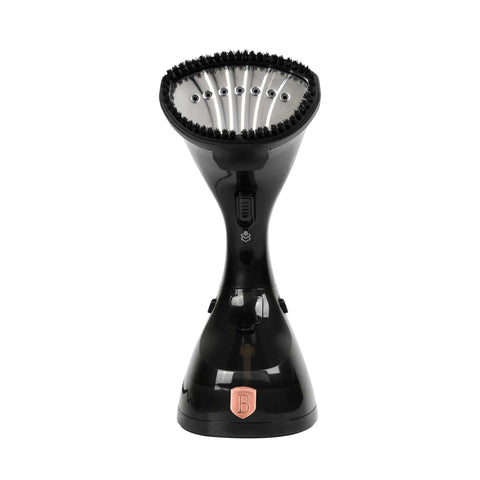 Product image of Garment steamer. Part of the Black Rose Collection . Features: • 220-240V, 50/60Hz, 1500 W • Stainless steel soleplate • Removable water tank capacity: 250 ml • Accessory: fabric brush • Length of power cord: 1.... (Studio view). Official Berlinger Haus product, boosted by Promintra sl.