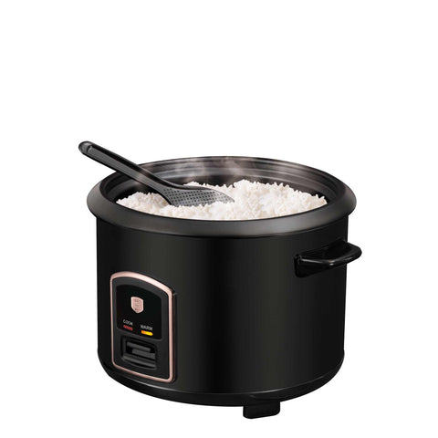Product image of Electric rice cooker. Part of the Black Rose Collection . Features: • Material: stainless steel, aluminum, glass, plastic • 220-240V 50 / 60Hz 700W • Capacity: 1,8L, 10 cups • Length of power cord: 110 cm • Color: b.... (Studio view). Official Berlinger Haus product, boosted by Promintra sl.