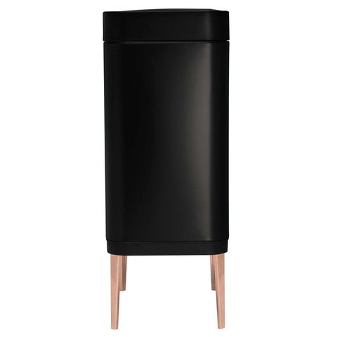 Product image of Sensor bin 60L. Part of the Black Rose Collection . Features: • Material: iron • Size: 76*42*30 cm 60L • Power: 4 pcs AA battery (not included) • Color: matt black- rose gold. (Studio view). Official Berlinger Haus product, boosted by Promintra sl.