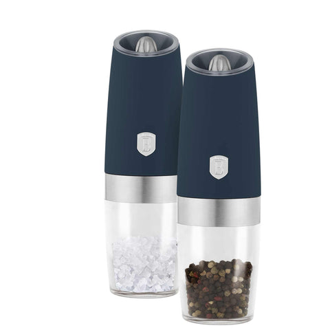BH/9572, Juego de 2 molinillos de sal y pimienta por gravedad, azul mate, juego de molinillos de sal y pimienta d., eléctrico/a batería, juego de molinillos de sal y pimienta por gravedad, juego de molinillos de sal y pimienta eléctricos, juego de molinillos de sal y pimienta