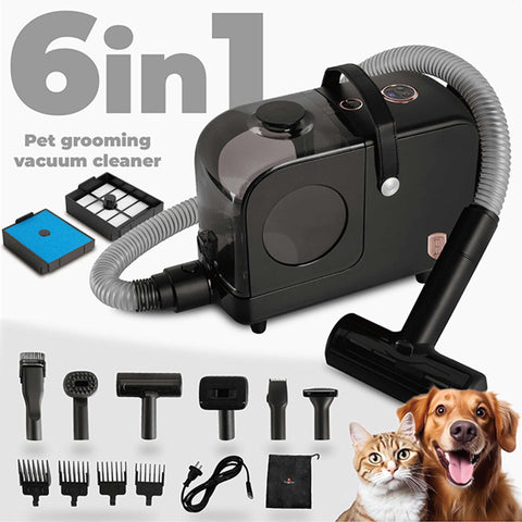 Product image of Pet grooming vacuum cleaner. Part of the Black Rose Collection . Features: • Power: 220-240V, 50-60Hz, 350W • Dust capacity: 2,2L • Accessories: • Hair remover roller • Crevice tool • Deshedding brush • Grooming brush • El.... (Studio view). Official Berlinger Haus product, boosted by Promintra sl.