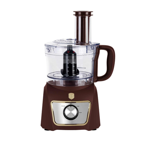 Product image of 8in1 food processor. Part of the Leonardo Collection . Features: • Material: stainless steel, plastic • Voltage: 220-240V 50-60Hz • Power: 500W • Included: • stainless steel chopper blade • 2-side stainless steel.... (Studio view). Official Berlinger Haus product, boosted by Promintra sl.