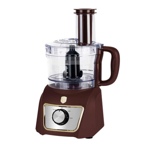 Product image of 8in1 food processor. Part of the Leonardo Collection . Features: • Material: stainless steel, plastic • Voltage: 220-240V 50-60Hz • Power: 500W • Included: • stainless steel chopper blade • 2-side stainless steel.... (Studio view). Official Berlinger Haus product, boosted by Promintra sl.