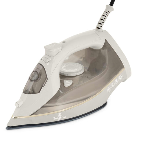 Product image of Iron. Part of the Sahara Collection . Features: • 220-240V, 50/60Hz, 2200 W • Functions: Dry/Steam/Burst/Spray/Self clean • Water tank capacity: 300 ml • Soleplate size: 22.4*12.3 cm • Length of .... (Studio view). Official Berlinger Haus product, boosted by Promintra sl.