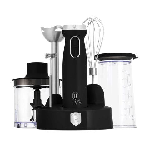 BH/9597, batidora de mano 6 en 1, color negro mate, eléctrica, de inmersión, con soporte, electrodomésticos