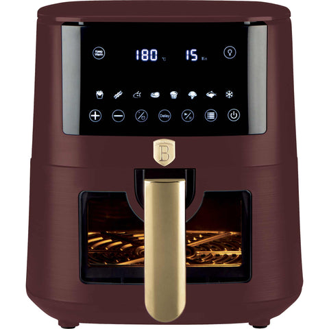 Product image of Air fryer 8L visible window. Part of the Leonardo Collection . Features: • Power: 220-240V ~ 50/60Hz 1650W • Temperature control: 40-200℃ • XXXL SIZE: Food basket with non-stick coating 8L • DIGITAL • Size: 38,8*30*32,4 .... (Studio view). Official Berlinger Haus product, boosted by Promintra sl.