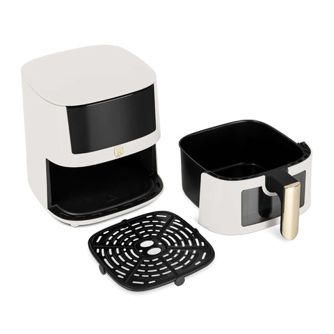 Product image of Air fryer 8L visible window. Part of the Sahara Collection . Features: • Power: 220-240V ~ 50/60Hz 1650W • Temperature control: 40-200℃ • XXXL SIZE: Food basket with non-stick coating 8L • DIGITAL • Size: 38,8*30*32,4 .... (Studio view). Official Berlinger Haus product, boosted by Promintra sl.