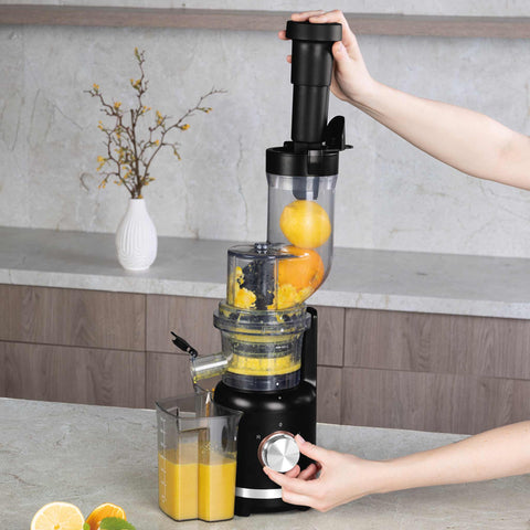 BH/9610, Exprimidor lento, Negro, Oro rosa, Eléctrico, Exprimidor eléctrico de cítricos, Zumo, Exprimidor de naranja, Extractor de jugos, Electrodomésticos de cocina, Exprimidor