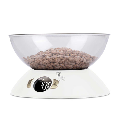 BH/9617N, Balança de cozinha com recipiente, Creme fosco, elétrica/a bateria, balança de cozinha digital com recipiente