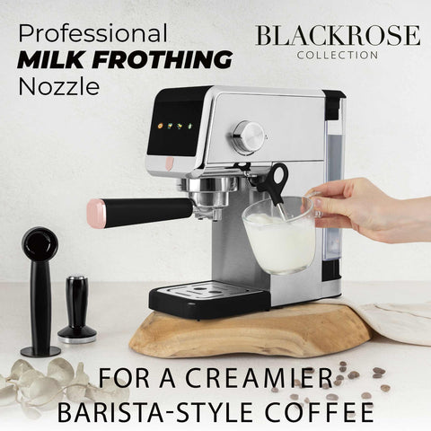 BH/9622, Cafetera digital espresso, Negra, Oro rosa, Cafetera espresso, Eléctrica, Cafetera eléctrica, Cafetera espresso con espumador de leche, Electrodomésticos de cocina, Cafetera
