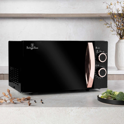 BH/9625, Horno microondas mecánico 20L, Negro, Oro rosa, Horno microondas, Eléctrico, Electrodomésticos de cocina