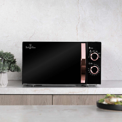 BH/9625, Horno microondas mecánico 20L, Negro, Oro rosa, Horno microondas, Eléctrico, Electrodomésticos de cocina