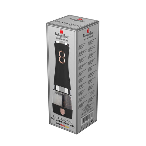 BH/9648, molinet elèctric de sal i pebre 2 en 1, negre, or rosa, molinet de sal i pebre 2 en 1, elèctric/bateria, molinet elèctric de sal i pebre, 2 en 1, molinet de sal i pebre