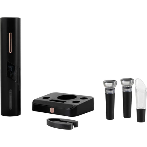 BH/9653, Juego de regalo para vino a pilas 6 en 1, negro, oro rosa, abridor de vino, eléctrico, a pilas, utensilio de cocina, juego de abridor de vino eléctrico, Berlinger Haus, Promintra