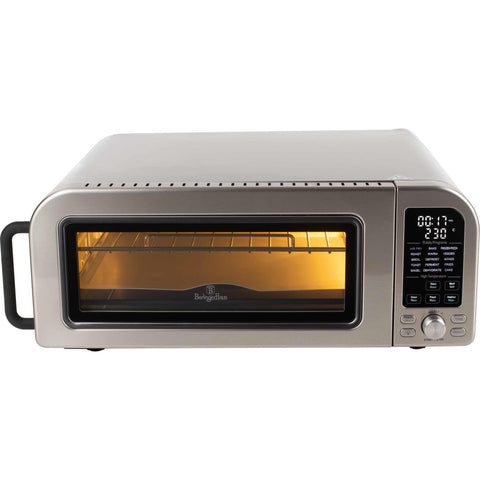 Product image of Pizza oven. Part of the Black Vantage Collection/Matte Black Collection/Black Silver Collection/Eternal Collection . Features: • Power: 2000W • Voltage: 220-240 V • Capacity: 18 L (12" pizza) • 6 accessories: • Oven rack • Aluminium bottom tray • Chrome air fry basket • Dou.... (Studio view). Official Berlinger Haus product, boosted by Promintra sl.