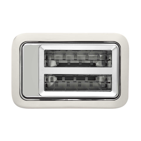 Product image of Digital toaster. Part of the Sahara Collection . Features: • Material: stainless steel with plastic housing • 220-240V 50/60 Hz 870W • Size: 27,8*16,6*19,1 cm • Length of power cord: 75 cm • Color: matt cream. (Studio view). Official Berlinger Haus product, boosted by Promintra sl.