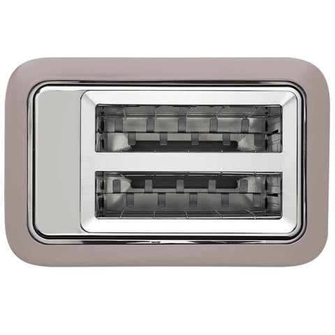 Product image of Digital toaster. Part of the Taupe Collection . Features: • Material: stainless steel with plastic housing • 220-240V 50/60 Hz 870W • Size: 27,8*16,6*19,1 cm • Length of power cord: 75 cm • Color: matt taupe. (Studio view). Official Berlinger Haus product, boosted by Promintra sl.
