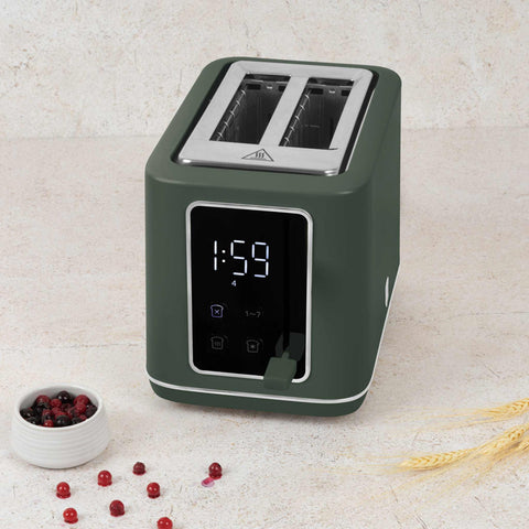 BH/9665, Tostadora digital, Verde mate, Tostadora eléctrica, Tostadora de dos rebanadas, Electrodomésticos de cocina