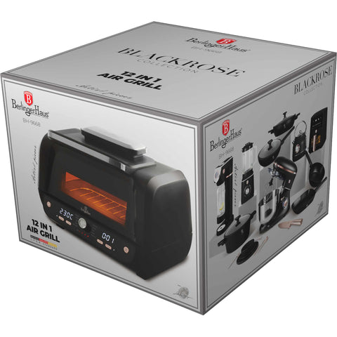 BH/9668, Parrilla de aire con ventana 12 en 1, Negro, Oro rosa, Parrilla de aire, Eléctrica, Parrilla de aire digital con ventana, Parrillas y barbacoa