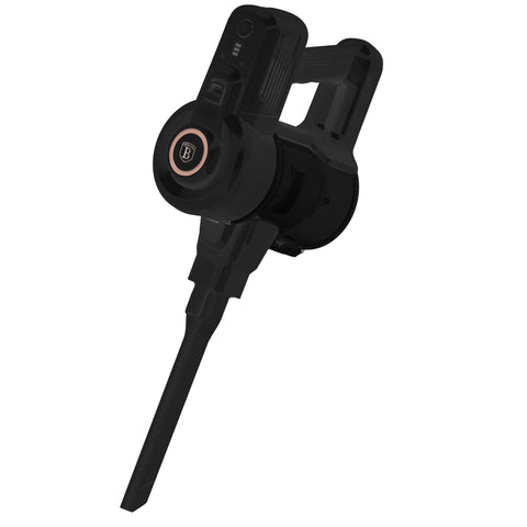 Imatge del producte d'aspiradora. Part de la col·lecció Black Rose. Característiques: • Voltatge: 22,2 V (bateria Li-ION) • 140 W • Succió potent de 12 kpa • Accessoris: • Raspall 2 en 1 amb llums LED • Boquilla llarga per a esquerdes • Raspall per a sofàs... (Vista d'estudi). Producte oficial de Berlinger, impulsat per Promintra sl.